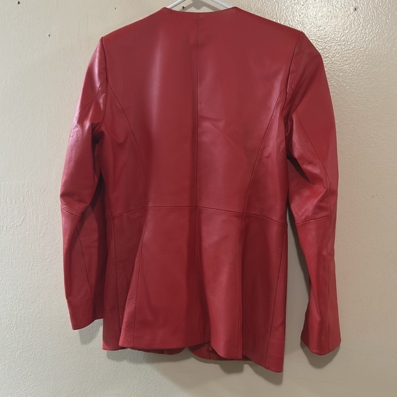 Pamela McCoy red and white  leather jacket SZ Small - Picture 6 of 15